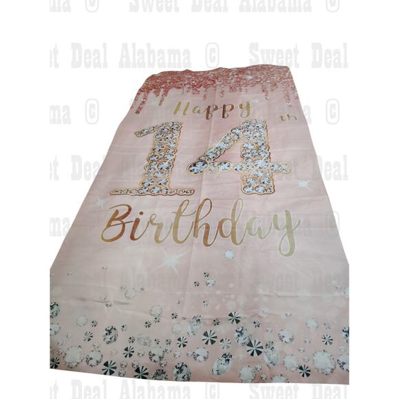 14th Birthday Photography Backdrop, Door Banner or Party Banner Tapestry 35"x72" - Picture 1 of 4